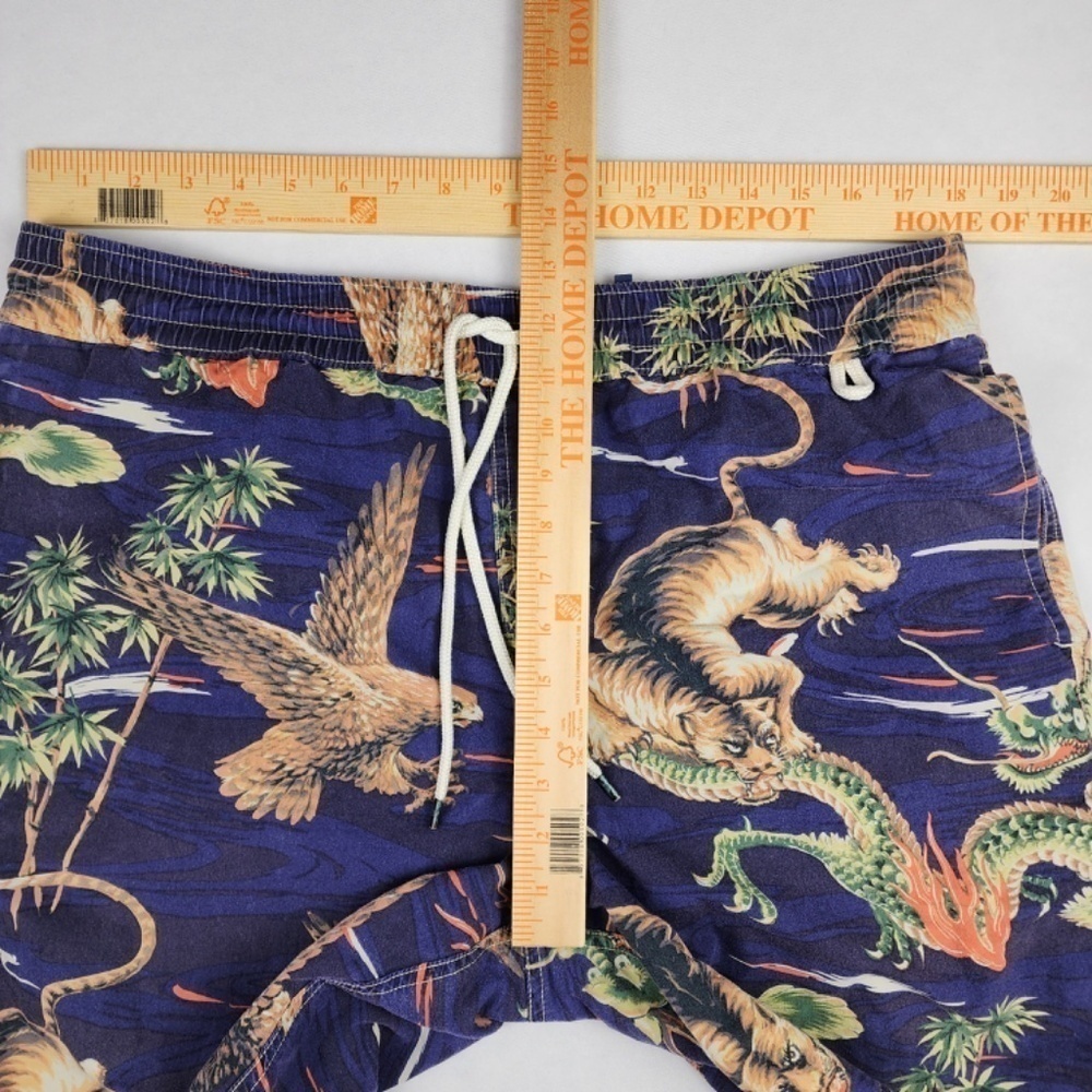 Polo Ralph Lauren - Swim Trunks Asian Style Dragon Eagle Tiger Mens Blue - Sz XL - Picture 10 of 11